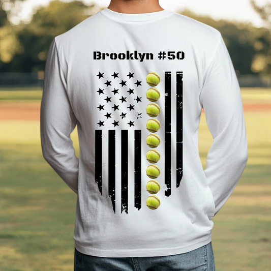 Personalized Softball Flag Shirt