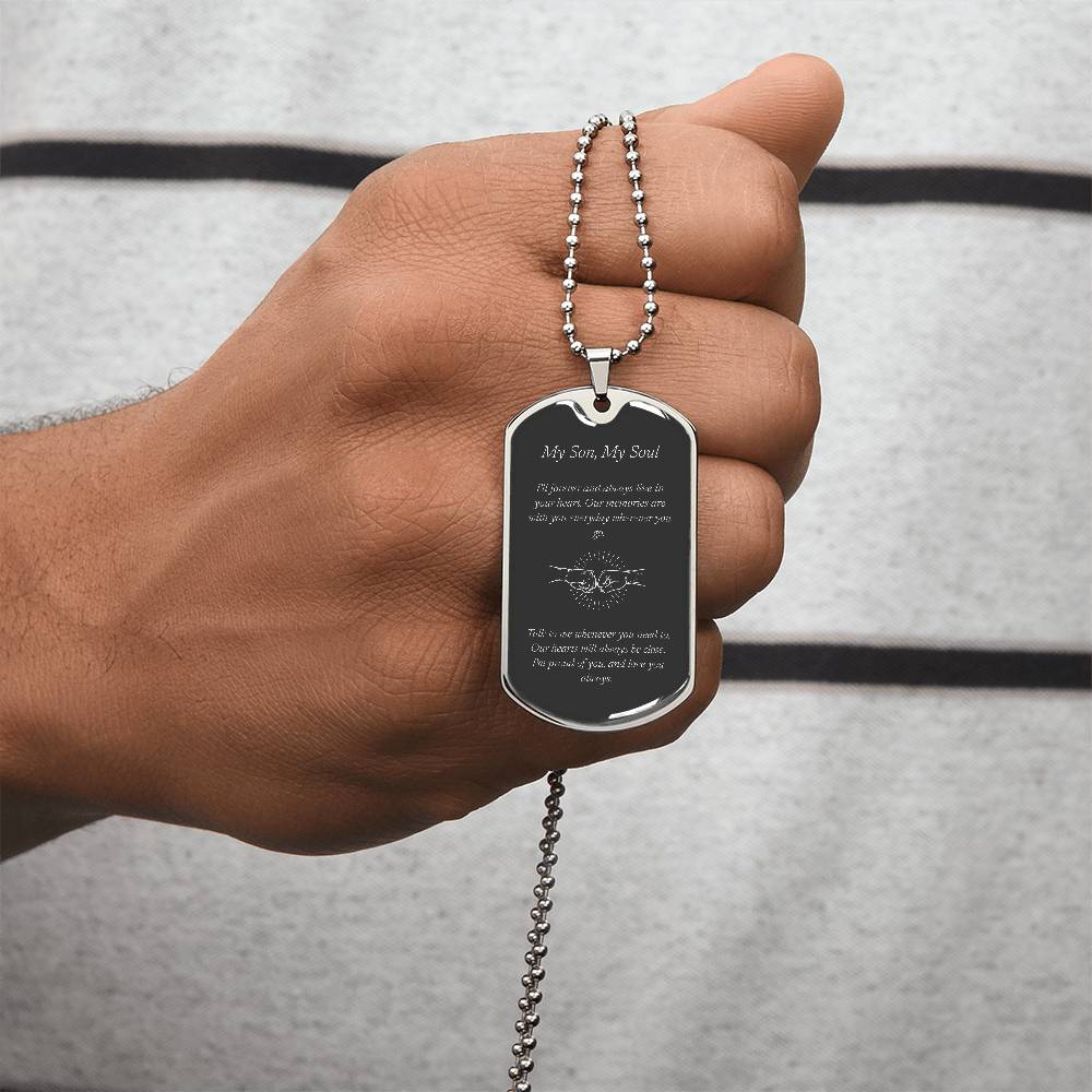 Memorial Dog Tag Necklace with Engraving, Remembrance Jewelry for Him