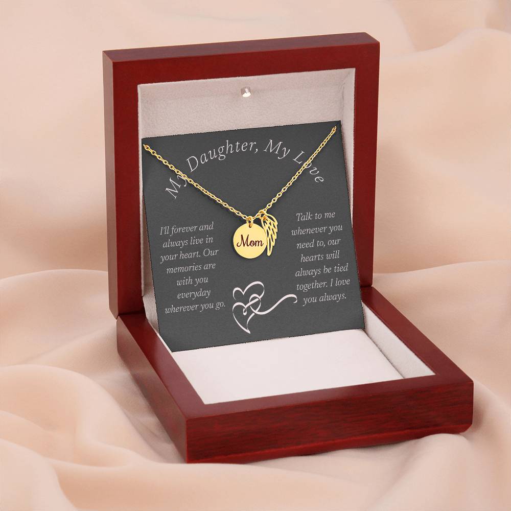 Memorial Necklace, Remembrance Necklace w/ Angel Wing Charm For Her