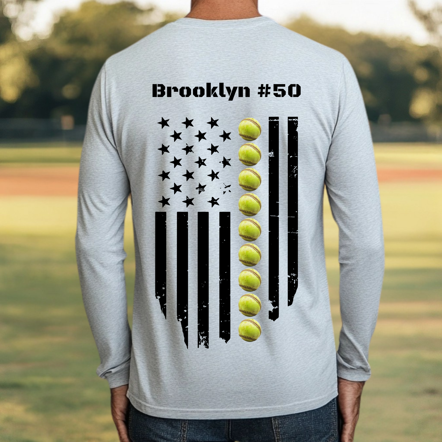 Personalized Softball Flag Shirt