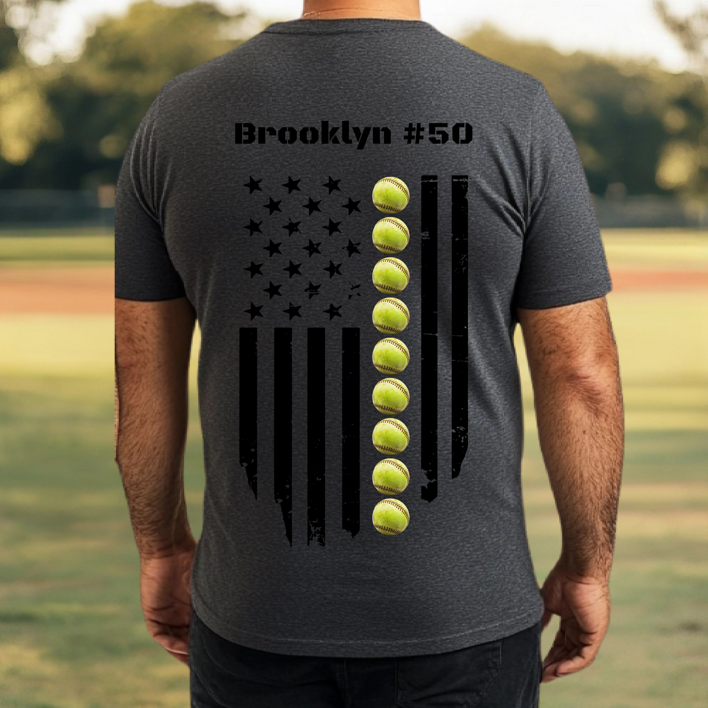 Personalized Softball Flag Shirt