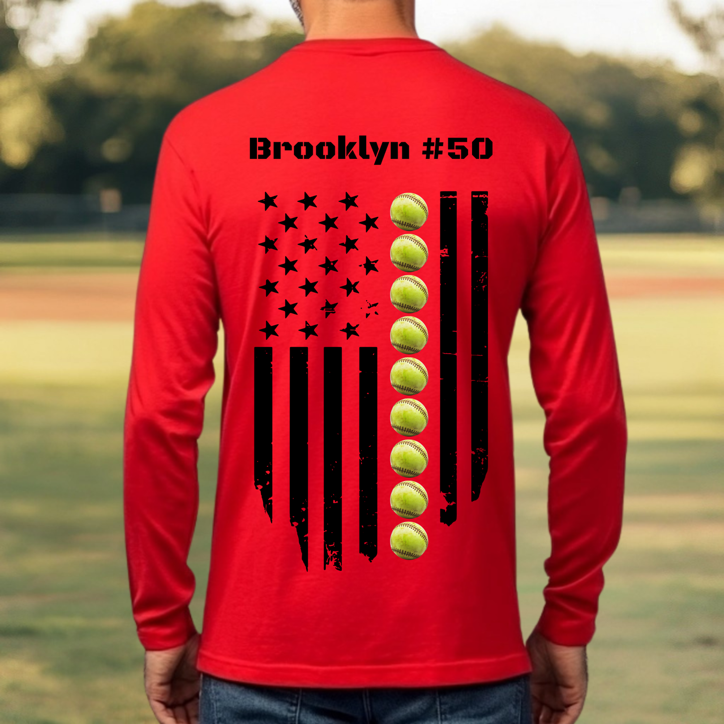 Personalized Softball Flag Shirt