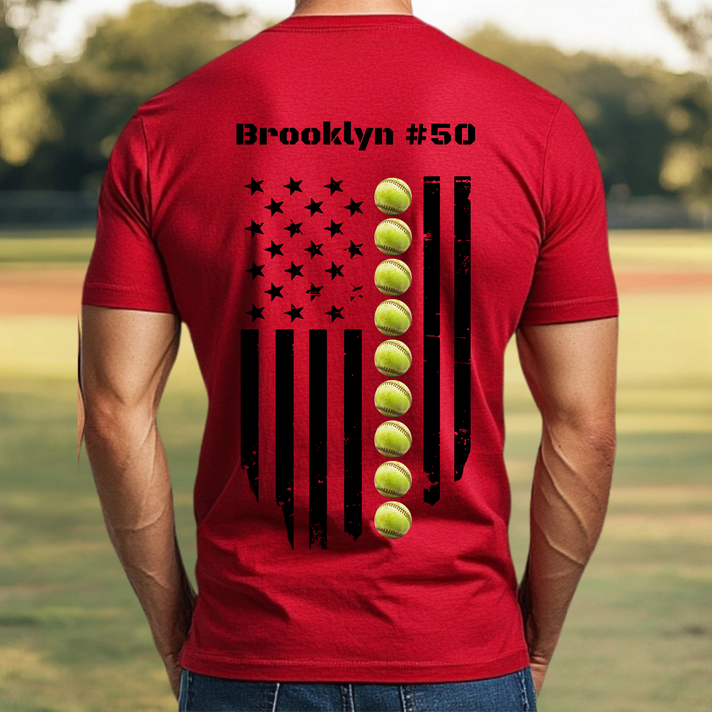 Personalized Softball Flag Shirt