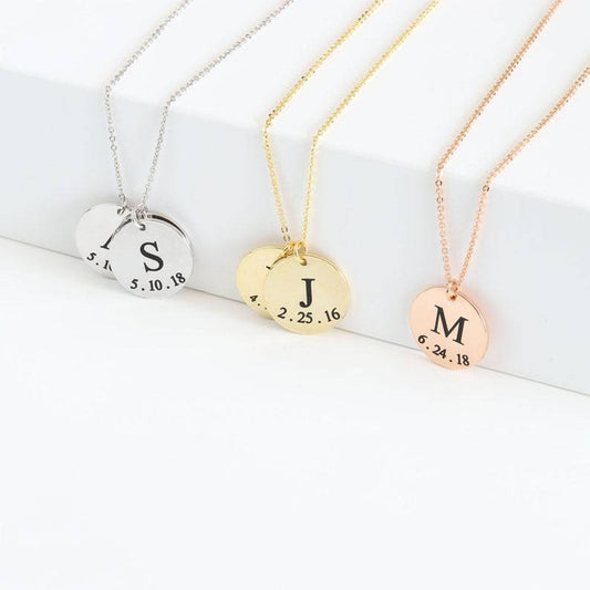 Personalised Name & Birthday Disc Necklace