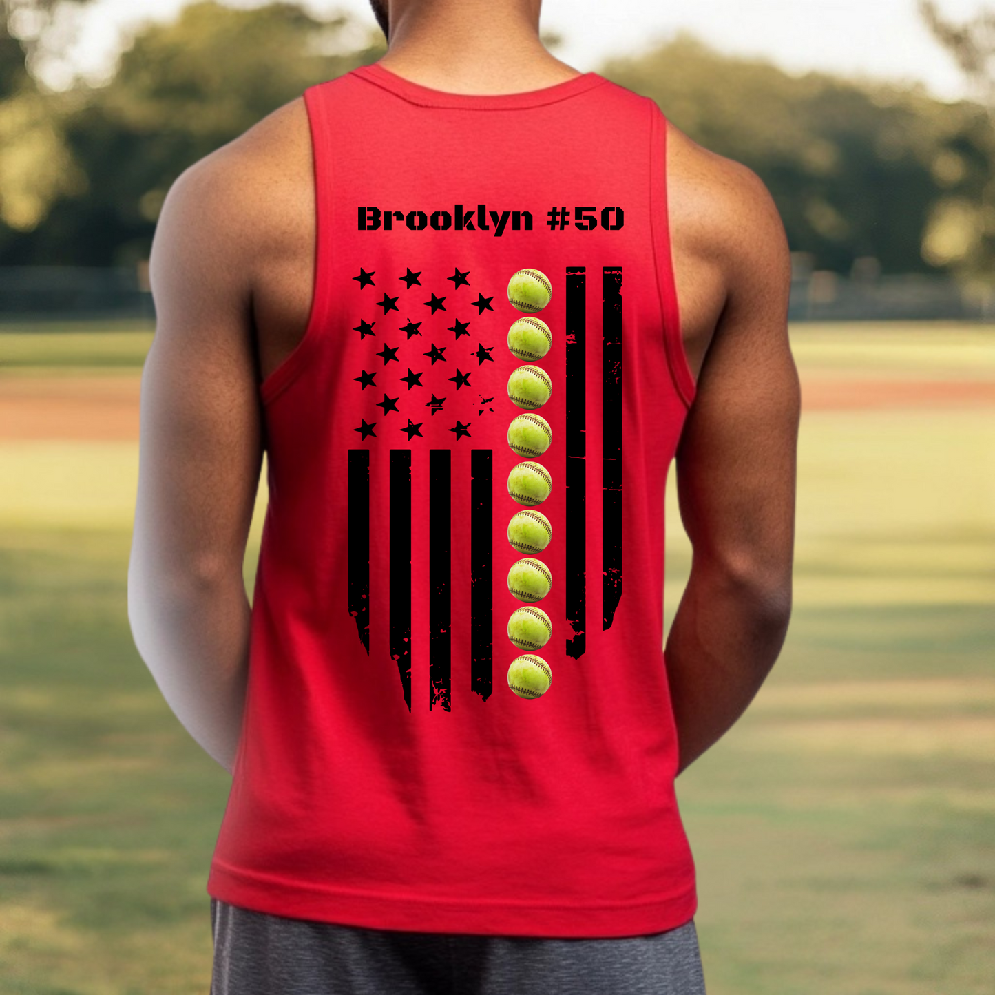 Personalized Softball Flag Shirt