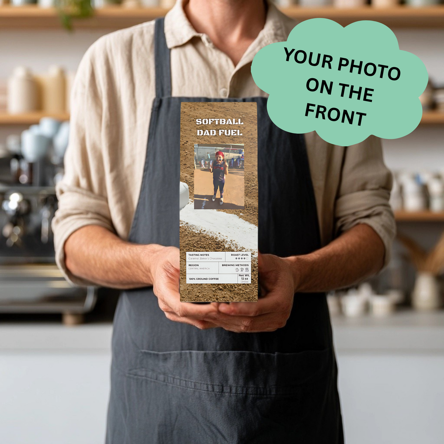 Personalized Softball Dad Fuel - Bag of Coffee - Your Own Photo
