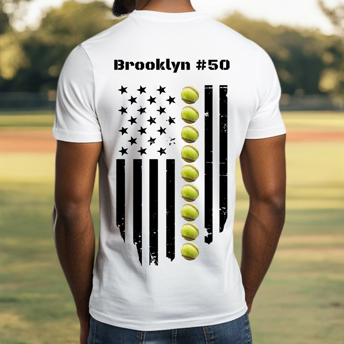 Personalized Softball Flag Shirt