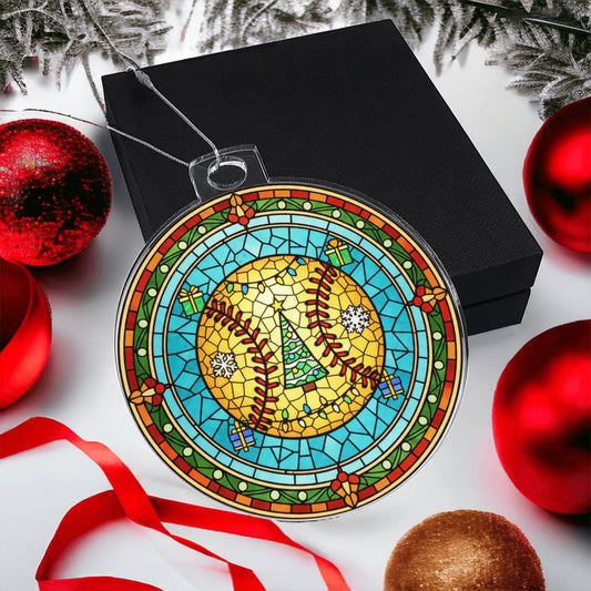 "Stained Glass" Softball Ornament (Acrylic)