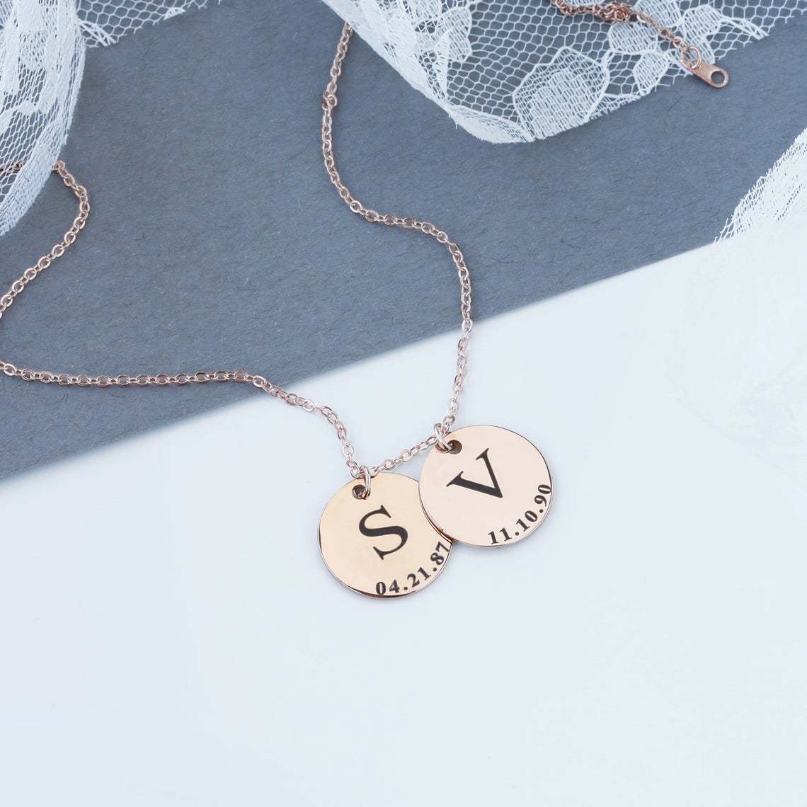 Personalised Name & Birthday Disc Necklace