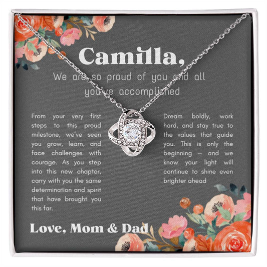 Personalized - Proud of You - Love Knot Necklace