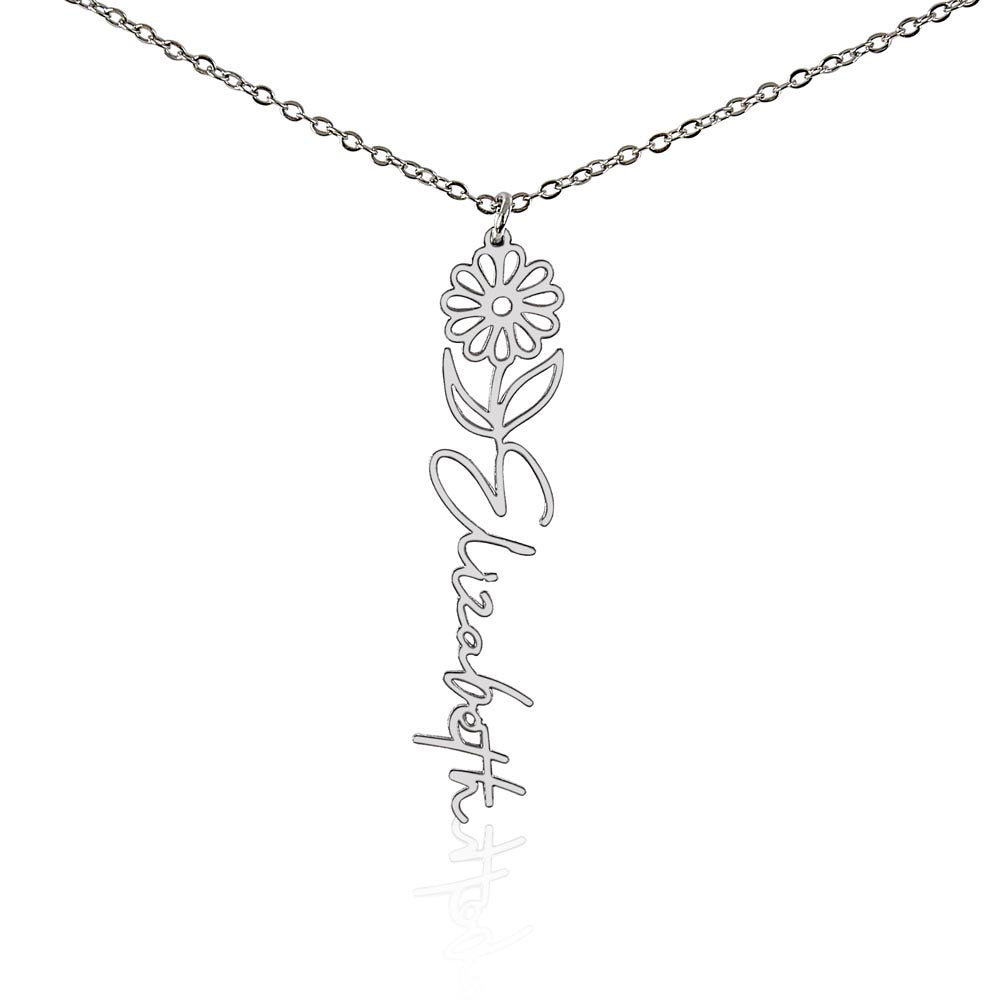 Birth Month Flower & Custom Name Necklace