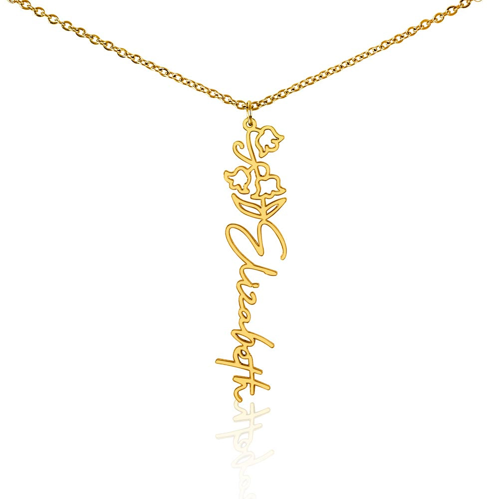 Birth Month Flower & Custom Name Necklace