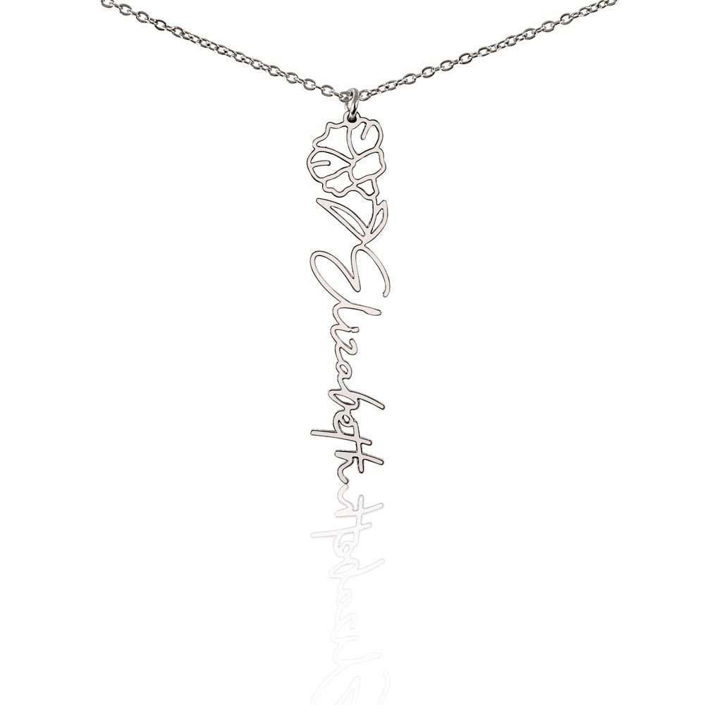 Birth Month Flower & Custom Name Necklace