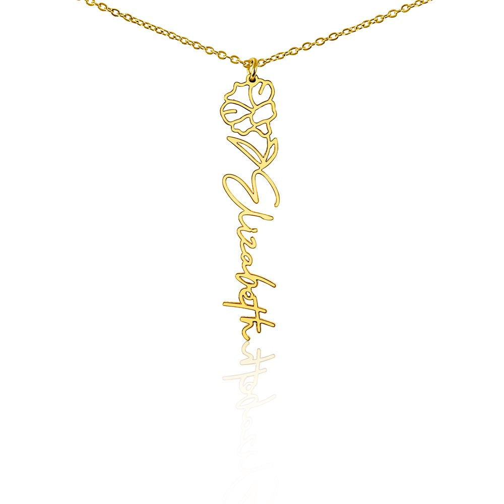 Birth Month Flower & Custom Name Necklace
