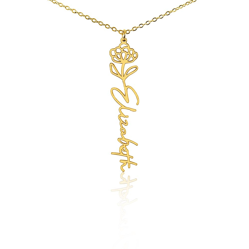 Birth Month Flower & Custom Name Necklace