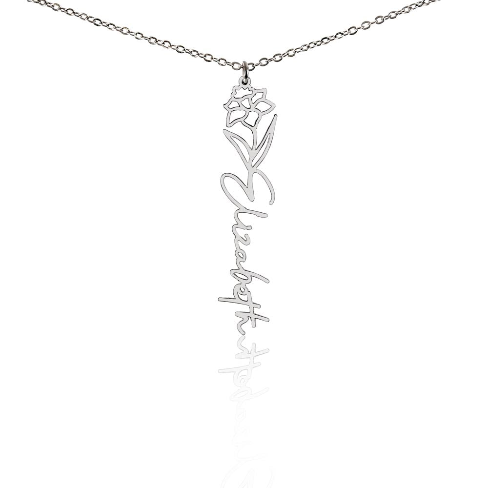 Birth Month Flower & Custom Name Necklace