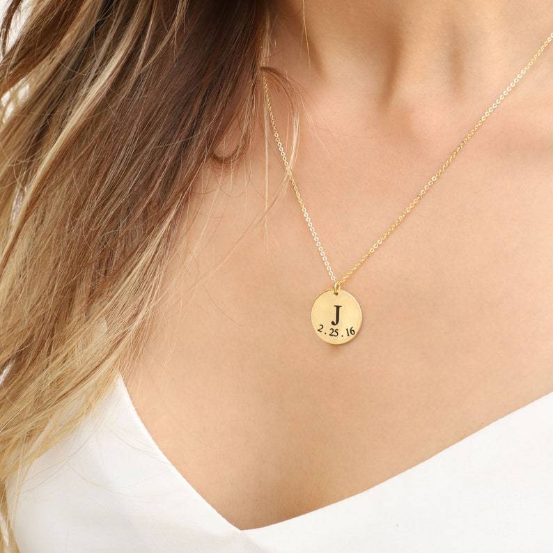 Personalised Name & Birthday Disc Necklace