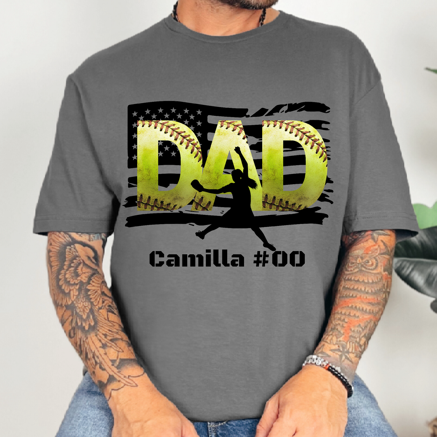 PITCHER - Custom Softball DAD T-Shirt