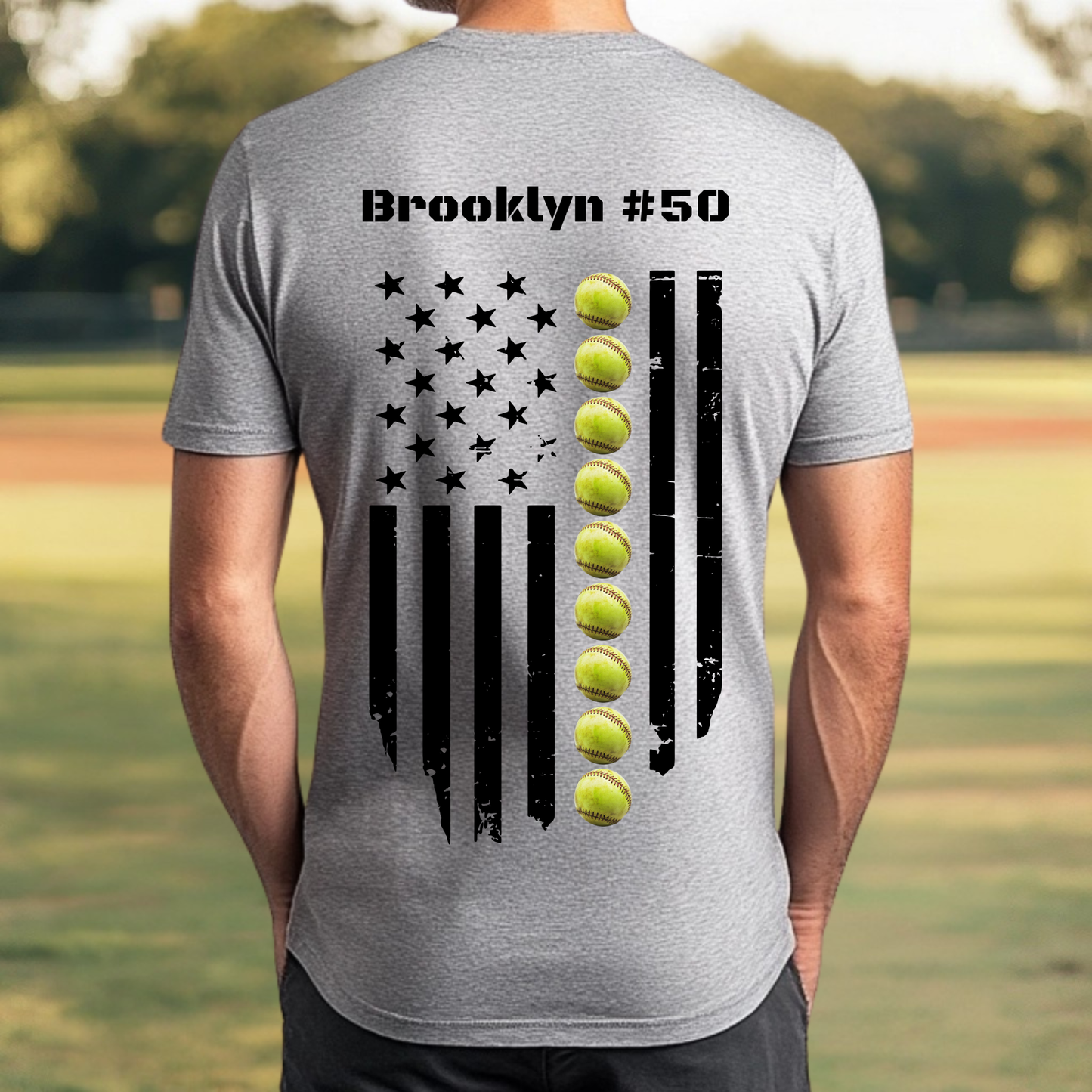 Personalized Softball Flag Shirt