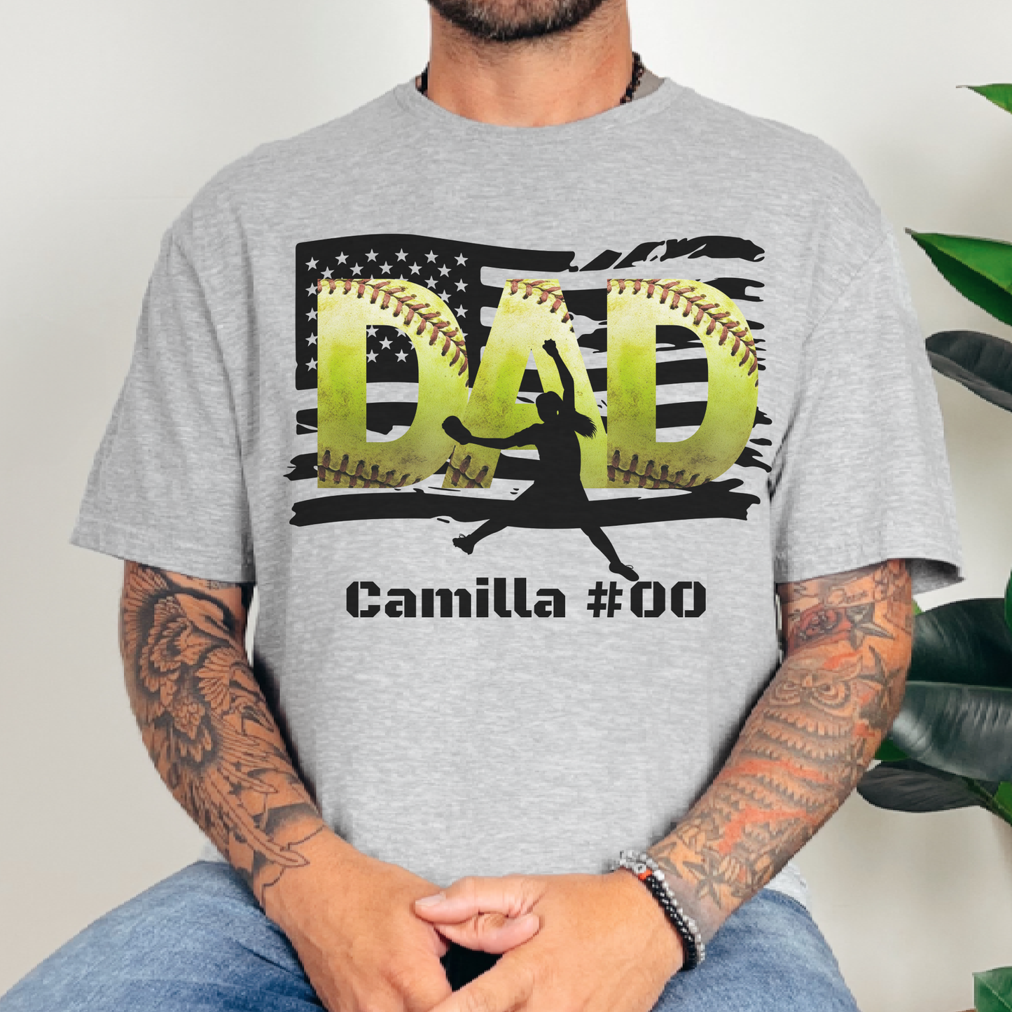 PITCHER - Custom Softball DAD T-Shirt