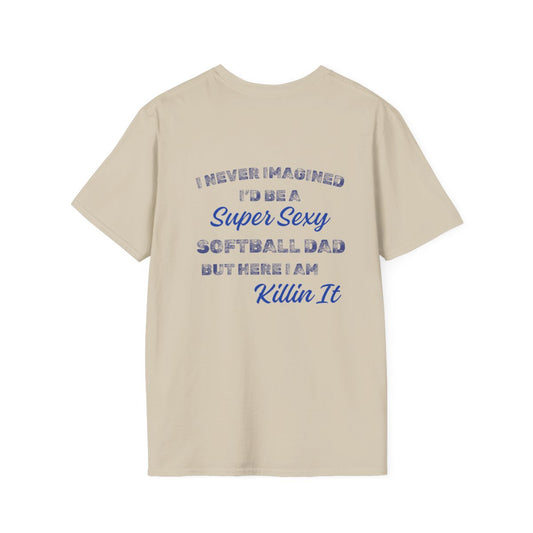 Sexy Softball Dad Shirt - Blue Text