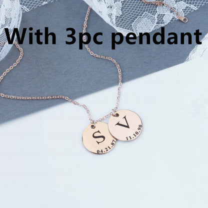 Personalised Name & Birthday Disc Necklace