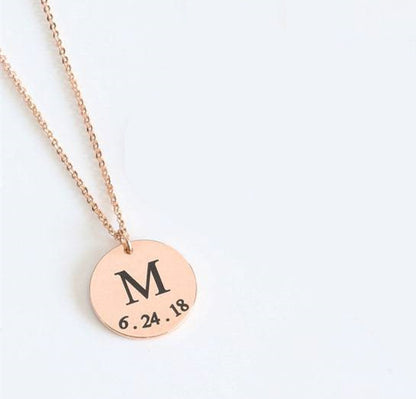 Personalised Name & Birthday Disc Necklace