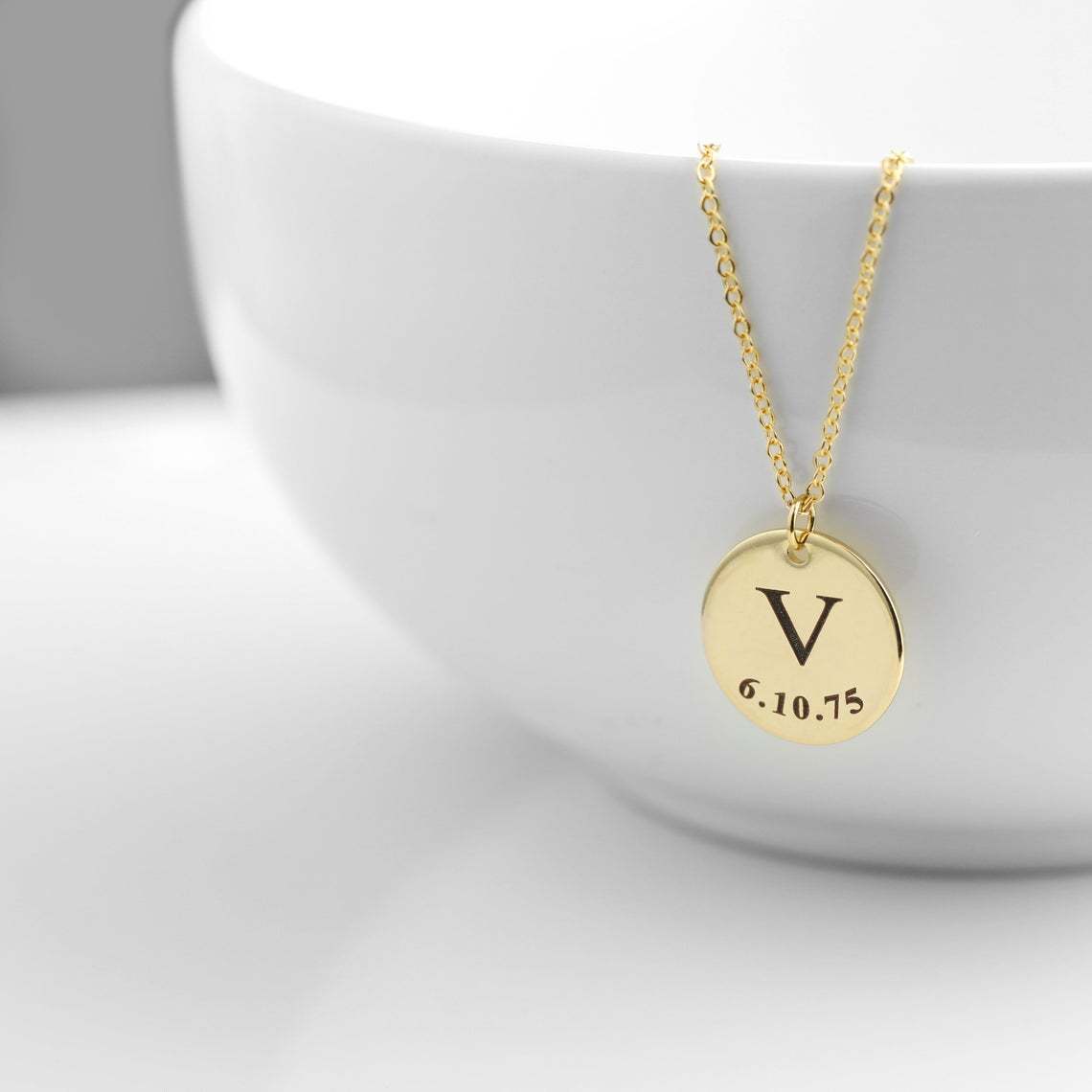 Personalised Name & Birthday Disc Necklace