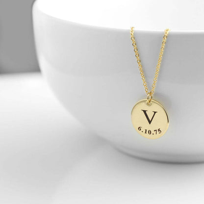 Personalised Name & Birthday Disc Necklace