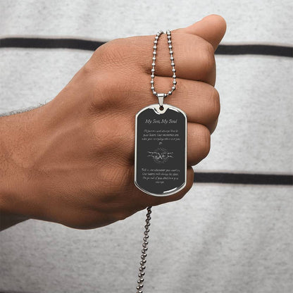 Memorial Dog Tag Necklace with Engraving, Remembrance Jewelry for Him