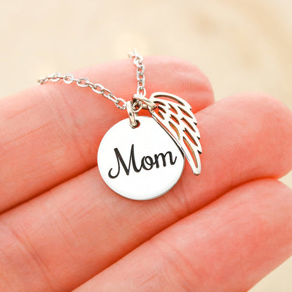 Memorial Necklace, Remembrance Necklace w/ Angel Wing Charm For Her