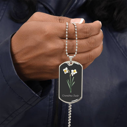 Memorial Remembrance Dog Tag Necklace with Engraving, For Her