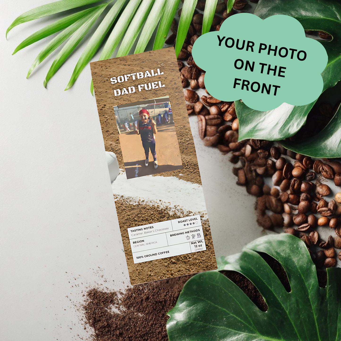 Personalized Softball Dad Fuel - Bag of Coffee - Your Own Photo