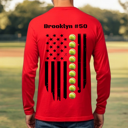 Personalized Softball Flag Shirt