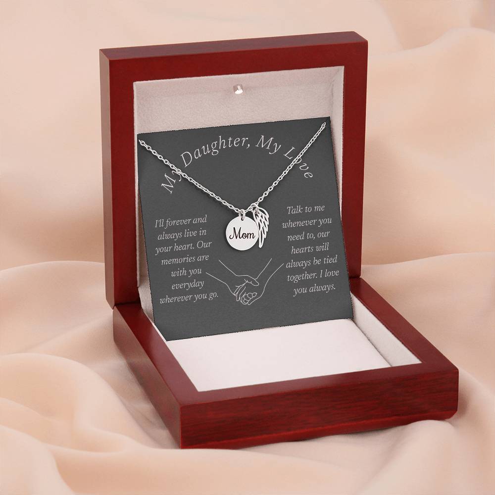 Memorial Necklace, Remembrance Necklace w/ Angel Wing Charm For Her