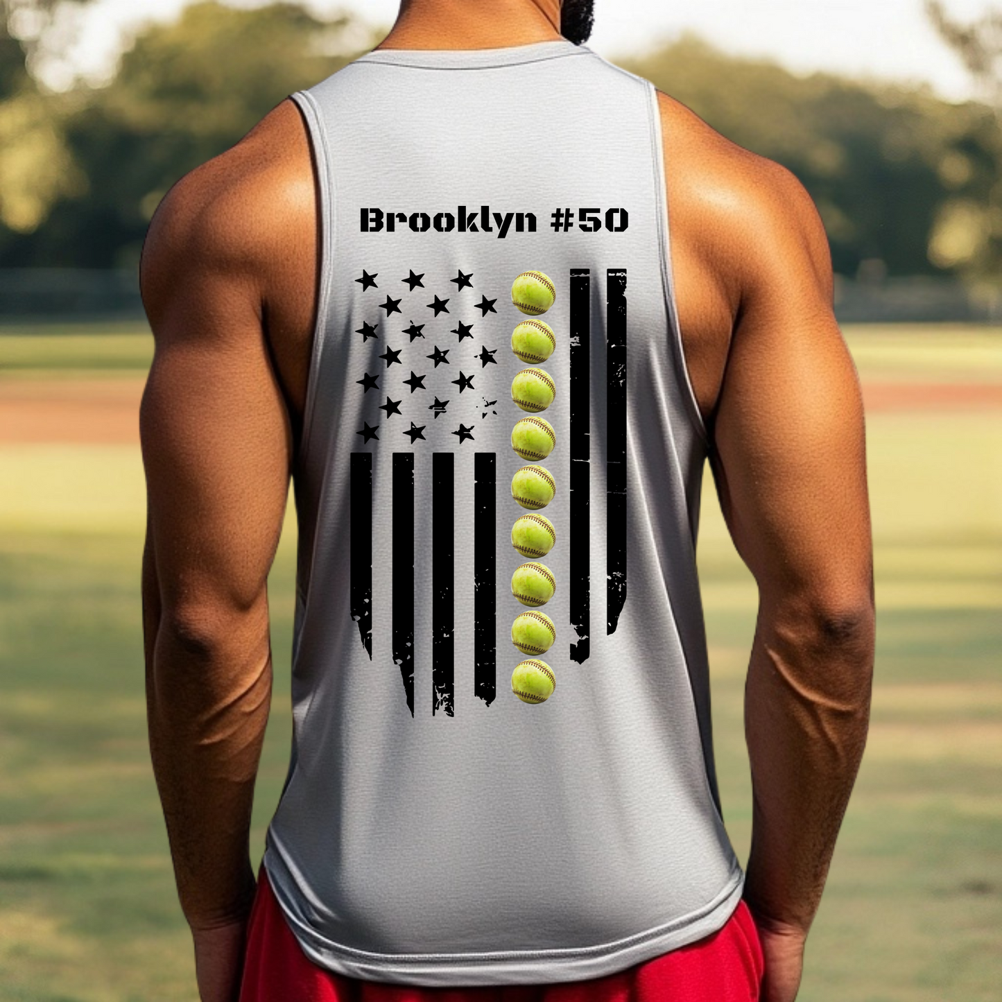 Personalized Softball Flag Shirt
