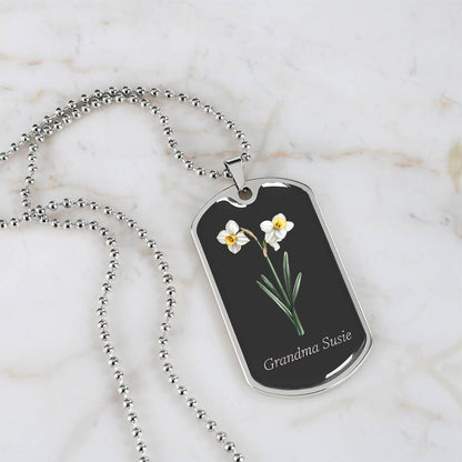 Memorial Remembrance Dog Tag Necklace with Engraving, For Her