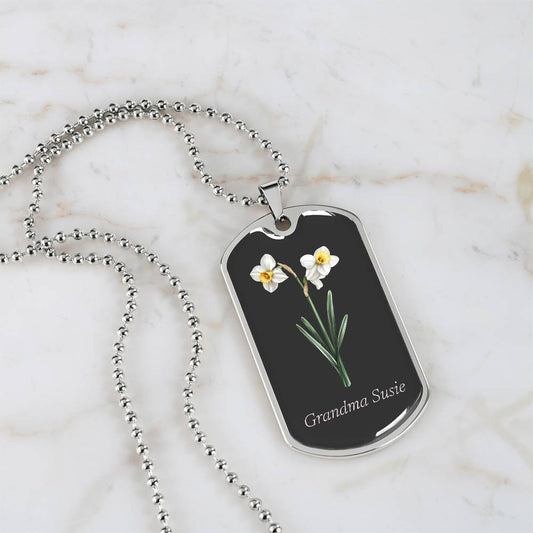 Memorial Remembrance Dog Tag Necklace with Engraving, For Her