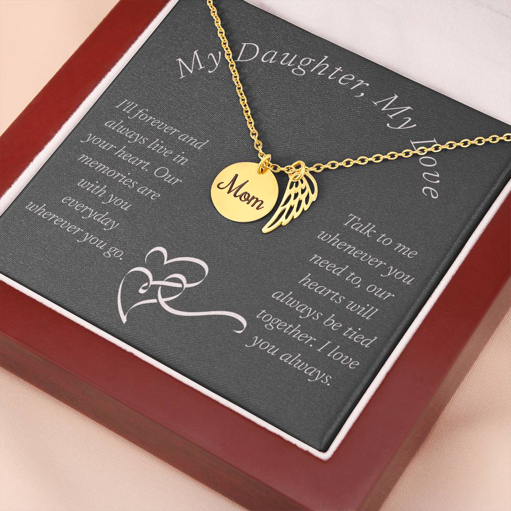 Memorial Necklace, Remembrance Necklace w/ Angel Wing Charm For Her