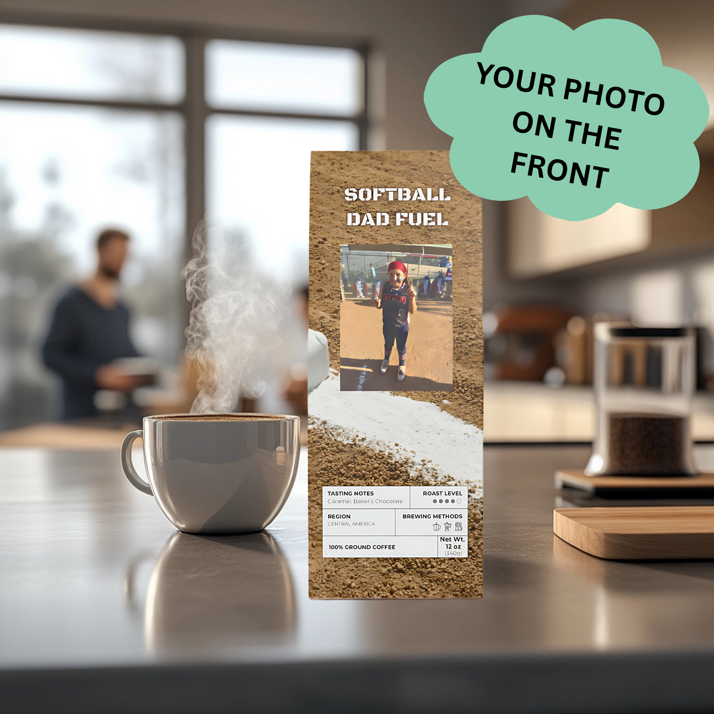 Personalized Softball Dad Fuel - Bag of Coffee - Your Own Photo