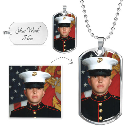 Memorial Dog Tag Necklace with Engraving, Remembrance Jewelry for Him