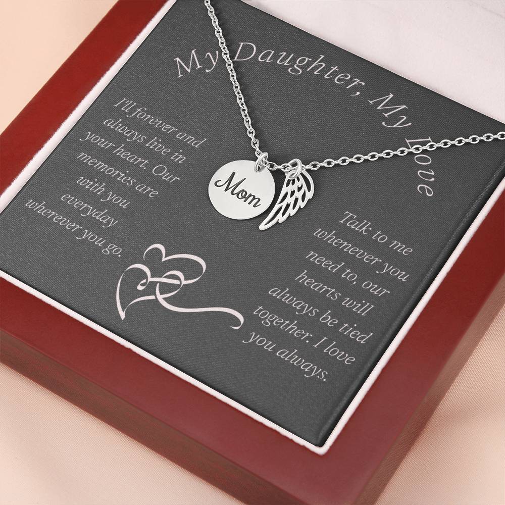 Memorial Necklace, Remembrance Necklace w/ Angel Wing Charm For Her