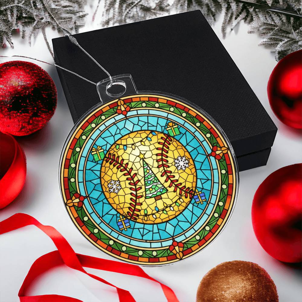 "Stained Glass" Softball Ornament (Acrylic)
