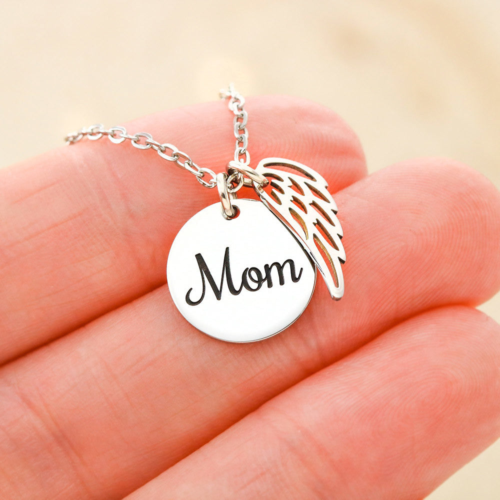 Memorial Necklace, Remembrance Necklace w/ Angel Wing Charm For Her