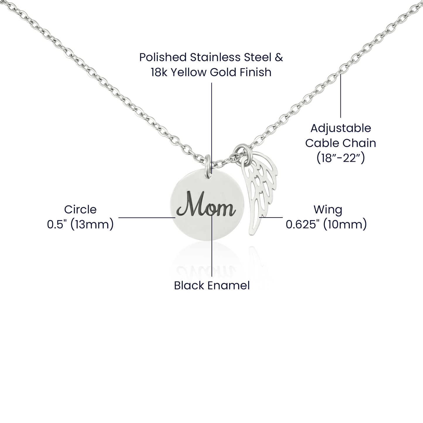 Memorial Necklace, Remembrance Necklace w/ Angel Wing Charm For Her