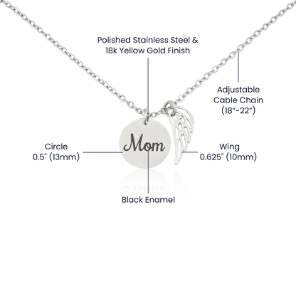 Memorial Necklace, Remembrance Necklace w/ Angel Wing Charm For Her