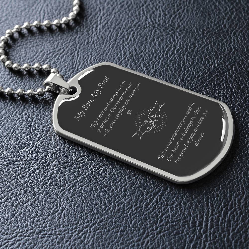 Memorial Dog Tag Necklace with Engraving, Remembrance Jewelry for Him