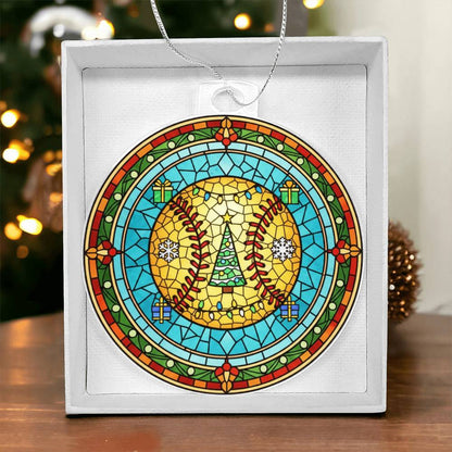"Stained Glass" Softball Ornament (Acrylic)