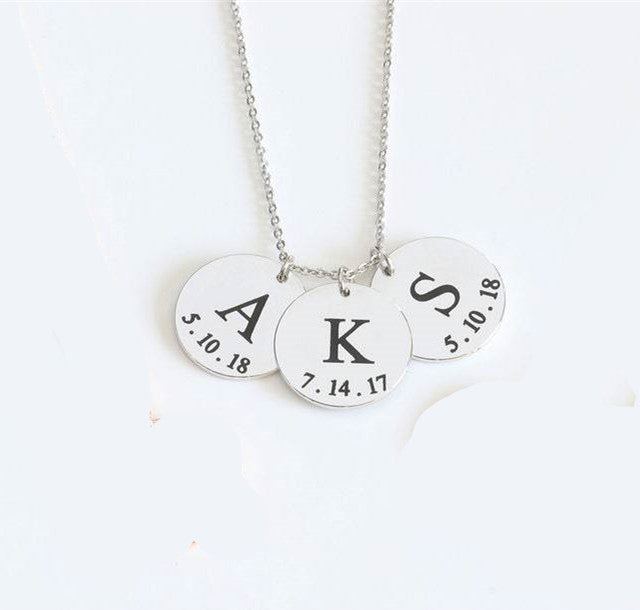 Personalised Name & Birthday Disc Necklace