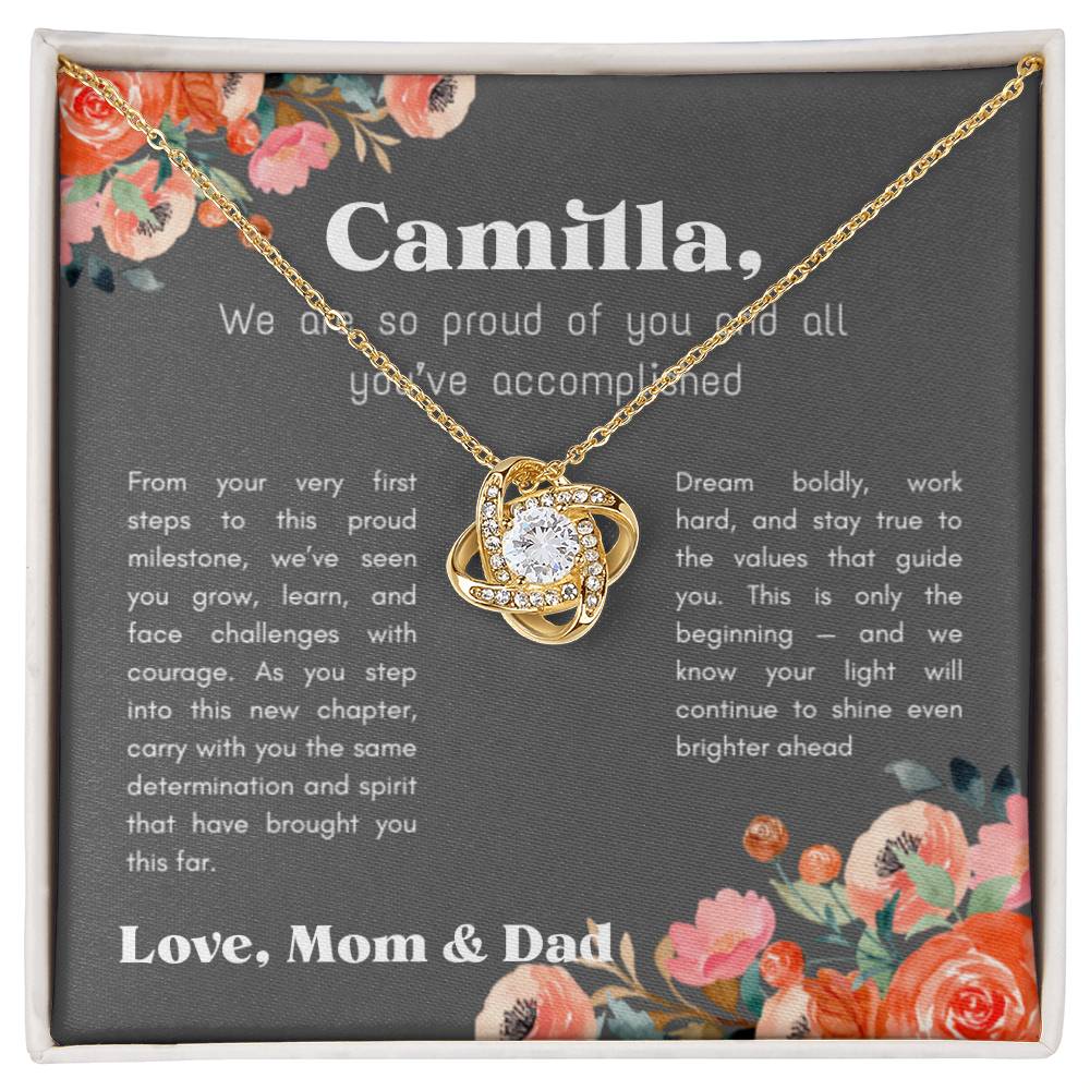 Personalized - Proud of You - Love Knot Necklace